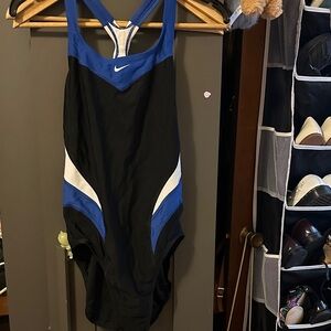 Nike Black and Blue Athletic Swimsuit